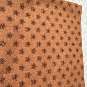 Brown Fabric with Red Star Pattern Cotton Quilting Craft Piece 14x22"